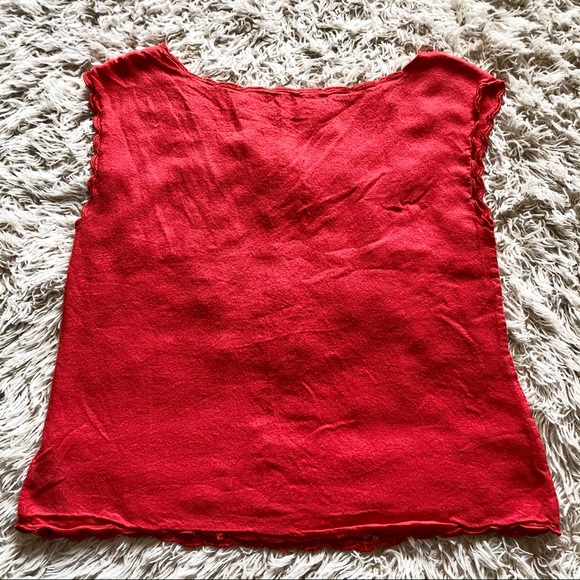 Vintage lightweight embellished red blouse - Picture 3 of 3